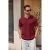 image:imageCOOFANDY Mens Knit Polo Shirts Short Sleeve Button Down Textured Polo Shirt Cuban Guayabera Summer Beach ShirtsWine Red
