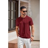 image:imageCOOFANDY Mens Knit Polo Shirts Short Sleeve Button Down Textured Polo Shirt Cuban Guayabera Summer Beach ShirtsWine Red