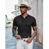 image:imageCOOFANDY Mens Knit Polo Shirts Short Sleeve Casual Textured Polo T Shirt Summer Ribbed Collared Golf ShirtsBlack