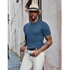 image:imageCOOFANDY Mens Knit Polo Shirts Short Sleeve Casual Textured Polo T Shirt Summer Ribbed Collared Golf ShirtsDenim Blue