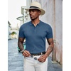 image:imageCOOFANDY Mens Knit Polo Shirts Short Sleeve Casual Textured Polo T Shirt Summer Ribbed Collared Golf ShirtsDenim Blue