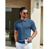 image:imageCOOFANDY Mens Knit Polo Shirts Short Sleeve Casual Textured Polo T Shirt Summer Ribbed Collared Golf ShirtsDenim Blue