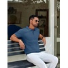 image:imageCOOFANDY Mens Knit Polo Shirts Short Sleeve Casual Textured Polo T Shirt Summer Ribbed Collared Golf ShirtsDenim Blue