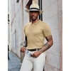 image:imageCOOFANDY Mens Knit Polo Shirts Short Sleeve Casual Textured Polo T Shirt Summer Ribbed Collared Golf ShirtsKhaki
