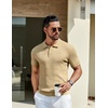 image:imageCOOFANDY Mens Knit Polo Shirts Short Sleeve Casual Textured Polo T Shirt Summer Ribbed Collared Golf ShirtsKhaki