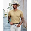 image:imageCOOFANDY Mens Knit Polo Shirts Short Sleeve Casual Textured Polo T Shirt Summer Ribbed Collared Golf ShirtsKhaki