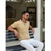 image:imageCOOFANDY Mens Knit Polo Shirts Short Sleeve Casual Textured Polo T Shirt Summer Ribbed Collared Golf ShirtsKhaki