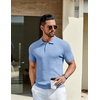 image:imageCOOFANDY Mens Knit Polo Shirts Short Sleeve Casual Textured Polo T Shirt Summer Ribbed Collared Golf ShirtsLight Blue