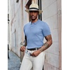 image:imageCOOFANDY Mens Knit Polo Shirts Short Sleeve Casual Textured Polo T Shirt Summer Ribbed Collared Golf ShirtsLight Blue