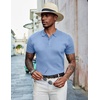 image:imageCOOFANDY Mens Knit Polo Shirts Short Sleeve Casual Textured Polo T Shirt Summer Ribbed Collared Golf ShirtsLight Blue