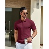 image:imageCOOFANDY Mens Knit Polo Shirts Short Sleeve Casual Textured Polo T Shirt Summer Ribbed Collared Golf ShirtsWine Red