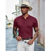image:imageCOOFANDY Mens Knit Polo Shirts Short Sleeve Casual Textured Polo T Shirt Summer Ribbed Collared Golf ShirtsWine Red