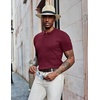 image:imageCOOFANDY Mens Knit Polo Shirts Short Sleeve Casual Textured Polo T Shirt Summer Ribbed Collared Golf ShirtsWine Red
