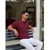 image:imageCOOFANDY Mens Knit Polo Shirts Short Sleeve Casual Textured Polo T Shirt Summer Ribbed Collared Golf ShirtsWine Red