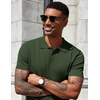 image:imageCOOFANDY Mens Knit Polo Shirts Short Sleeve Ribbed Knitted Shirt Summer Lightweight Casual Golf ShirtsArmy Green