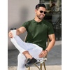 image:imageCOOFANDY Mens Knit Polo Shirts Short Sleeve Ribbed Knitted Shirt Summer Lightweight Casual Golf ShirtsArmy Green
