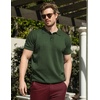 image:imageCOOFANDY Mens Knit Polo Shirts Short Sleeve Ribbed Knitted Shirt Summer Lightweight Casual Golf ShirtsArmy Green