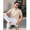 image:imageCOOFANDY Mens Knit Polo Shirts Short Sleeve Ribbed Knitted Shirt Summer Lightweight Casual Golf ShirtsBeige