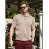 image:imageCOOFANDY Mens Knit Polo Shirts Short Sleeve Ribbed Knitted Shirt Summer Lightweight Casual Golf ShirtsBeige