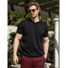 image:imageCOOFANDY Mens Knit Polo Shirts Short Sleeve Ribbed Knitted Shirt Summer Lightweight Casual Golf ShirtsBlack