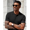 image:imageCOOFANDY Mens Knit Polo Shirts Short Sleeve Ribbed Knitted Shirt Summer Lightweight Casual Golf ShirtsBlack