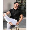 image:imageCOOFANDY Mens Knit Polo Shirts Short Sleeve Ribbed Knitted Shirt Summer Lightweight Casual Golf ShirtsBlackwhite