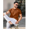 image:imageCOOFANDY Mens Knit Polo Shirts Short Sleeve Ribbed Knitted Shirt Summer Lightweight Casual Golf ShirtsBrown