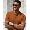 image:imageCOOFANDY Mens Knit Polo Shirts Short Sleeve Ribbed Knitted Shirt Summer Lightweight Casual Golf ShirtsBrown