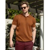 image:imageCOOFANDY Mens Knit Polo Shirts Short Sleeve Ribbed Knitted Shirt Summer Lightweight Casual Golf ShirtsBrown