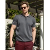 image:imageCOOFANDY Mens Knit Polo Shirts Short Sleeve Ribbed Knitted Shirt Summer Lightweight Casual Golf ShirtsDark Grey