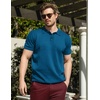 image:imageCOOFANDY Mens Knit Polo Shirts Short Sleeve Ribbed Knitted Shirt Summer Lightweight Casual Golf ShirtsDeep Blue