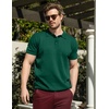 image:imageCOOFANDY Mens Knit Polo Shirts Short Sleeve Ribbed Knitted Shirt Summer Lightweight Casual Golf ShirtsDeep Green