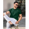 image:imageCOOFANDY Mens Knit Polo Shirts Short Sleeve Ribbed Knitted Shirt Summer Lightweight Casual Golf ShirtsDeep Green