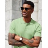 image:imageCOOFANDY Mens Knit Polo Shirts Short Sleeve Ribbed Knitted Shirt Summer Lightweight Casual Golf ShirtsIce Green