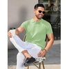 image:imageCOOFANDY Mens Knit Polo Shirts Short Sleeve Ribbed Knitted Shirt Summer Lightweight Casual Golf ShirtsIce Green