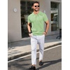 image:imageCOOFANDY Mens Knit Polo Shirts Short Sleeve Ribbed Knitted Shirt Summer Lightweight Casual Golf ShirtsIce Green