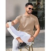 image:imageCOOFANDY Mens Knit Polo Shirts Short Sleeve Ribbed Knitted Shirt Summer Lightweight Casual Golf ShirtsKhaki