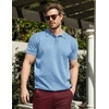 image:imageCOOFANDY Mens Knit Polo Shirts Short Sleeve Ribbed Knitted Shirt Summer Lightweight Casual Golf ShirtsLight Blue