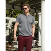 image:imageCOOFANDY Mens Knit Polo Shirts Short Sleeve Ribbed Knitted Shirt Summer Lightweight Casual Golf ShirtsLight Grey