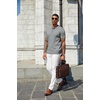 image:imageCOOFANDY Mens Knit Polo Shirts Short Sleeve Ribbed Knitted Shirt Summer Lightweight Casual Golf ShirtsLight Grey