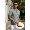 image:imageCOOFANDY Mens Knit Polo Shirts Short Sleeve Ribbed Knitted Shirt Summer Lightweight Casual Golf ShirtsLight Grey
