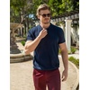 image:imageCOOFANDY Mens Knit Polo Shirts Short Sleeve Ribbed Knitted Shirt Summer Lightweight Casual Golf ShirtsNavy Blue