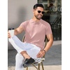 image:imageCOOFANDY Mens Knit Polo Shirts Short Sleeve Ribbed Knitted Shirt Summer Lightweight Casual Golf ShirtsPink