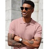 image:imageCOOFANDY Mens Knit Polo Shirts Short Sleeve Ribbed Knitted Shirt Summer Lightweight Casual Golf ShirtsPink
