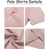 image:imageCOOFANDY Mens Knit Polo Shirts Short Sleeve Ribbed Knitted Shirt Summer Lightweight Casual Golf ShirtsPink