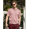 image:imageCOOFANDY Mens Knit Polo Shirts Short Sleeve Ribbed Knitted Shirt Summer Lightweight Casual Golf ShirtsPink