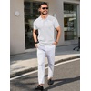 image:imageCOOFANDY Mens Knit Polo Shirts Short Sleeve Ribbed Knitted Shirt Summer Lightweight Casual Golf ShirtsWhite
