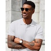 image:imageCOOFANDY Mens Knit Polo Shirts Short Sleeve Ribbed Knitted Shirt Summer Lightweight Casual Golf ShirtsWhite