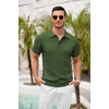 image:imageCOOFANDY Mens Knit Polo Shirts Short Sleeve Ribbed Textured Polo Shirt Lightweight Casual Golf Shirts Collared T ShirtArmy Green