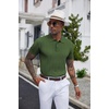 image:imageCOOFANDY Mens Knit Polo Shirts Short Sleeve Ribbed Textured Polo Shirt Lightweight Casual Golf Shirts Collared T ShirtArmy Green